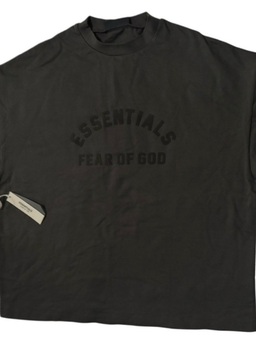 Fear of God Essentials Black Raised-Arch Logo Short Sleeve Tee